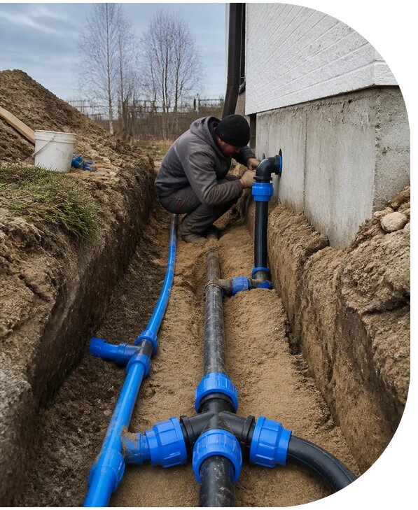 Монтаж наружного водопровода на участке под ключ в Ставрополе